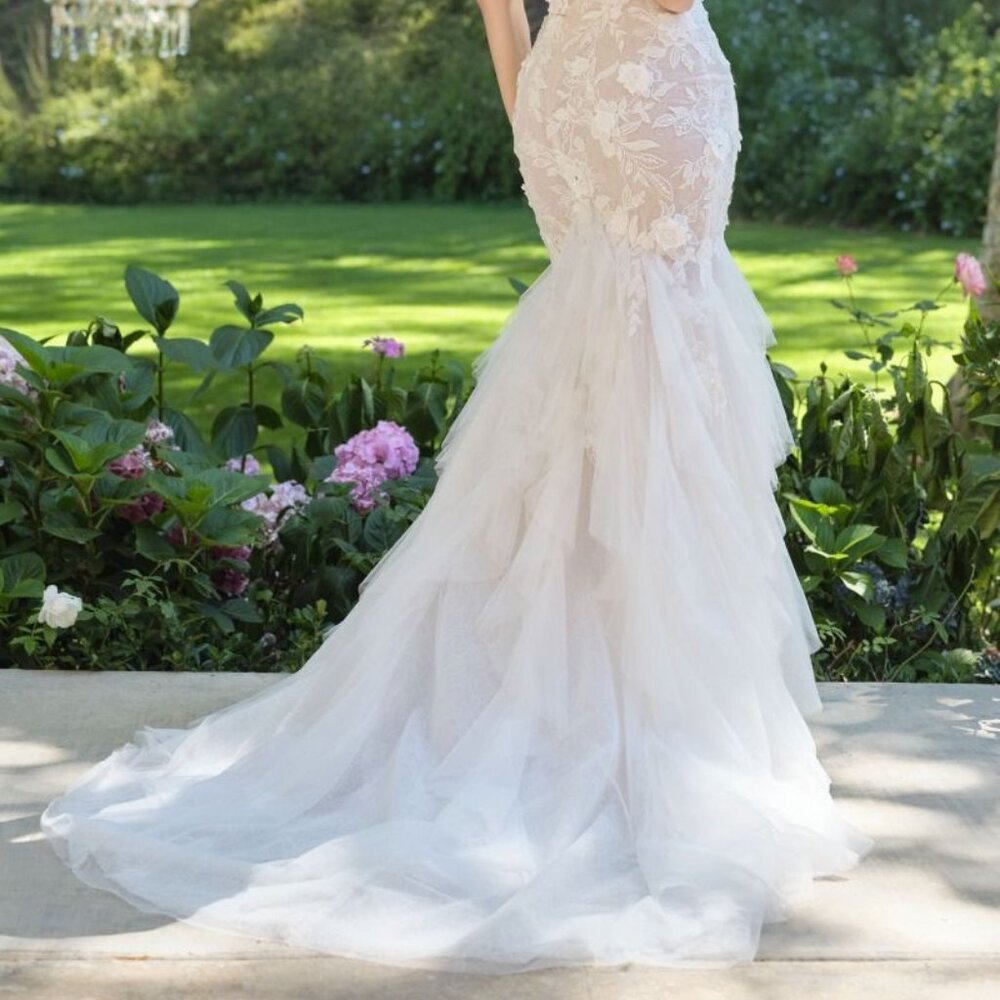 Off white/nude new mermaid wedding dress,bridal gown - Picture 8 of 9